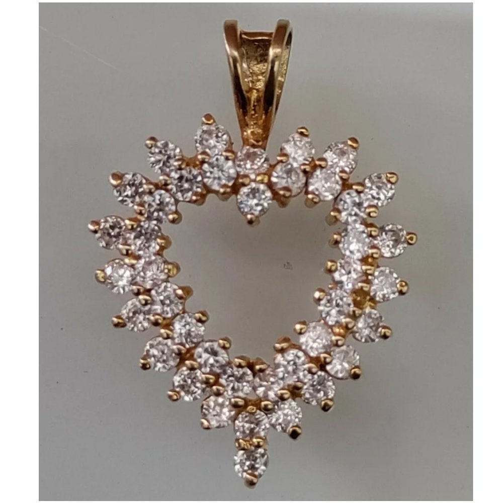 Estate Ross Simmons Gold Plated 925 Sterling Silver Cz Open Heart Pendant